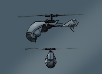 Timetravel Concept-Art city Helikopter